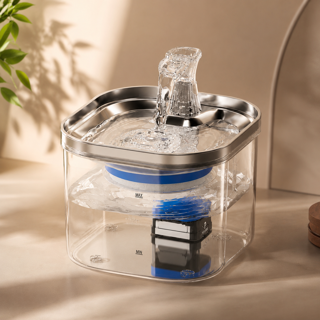 Premium Edelstahl-Trinkbrunnen 2,2 L für Hunde & Katzen