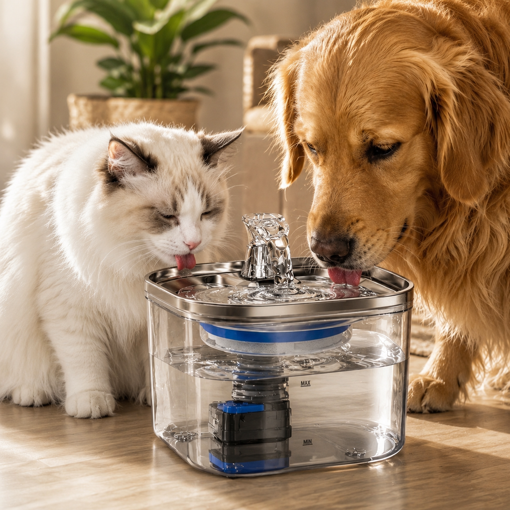 Premium Edelstahl-Trinkbrunnen 2,2 L für Hunde & Katzen